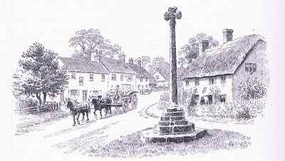 Crowcombe Cross, Somerset, from The Cottages and the Village Life of Rural England published by Dent & Sons Limited, 1912 by Alfred Robert Quinton